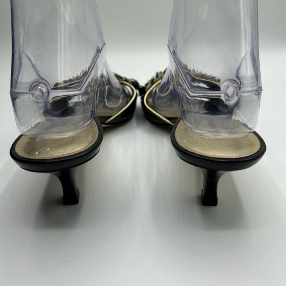Women’s Anne Klein Black Slip on Kitten Heel Leather Sandals Size 8 1/2 - Picture 12 of 12